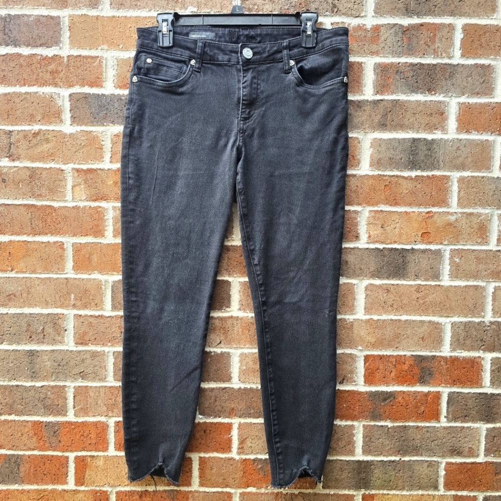 Kut From The Kloth Charcoal Gray Skinny Jeans Frayed Hem Stretch 8